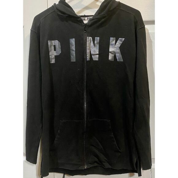 Women’s Victoria Secret PINK Black Hoodie Size XS - Picture 2 of 4
